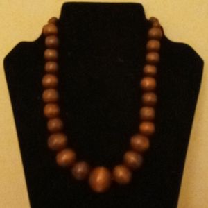 Wood Round Beaded Necklace Retro